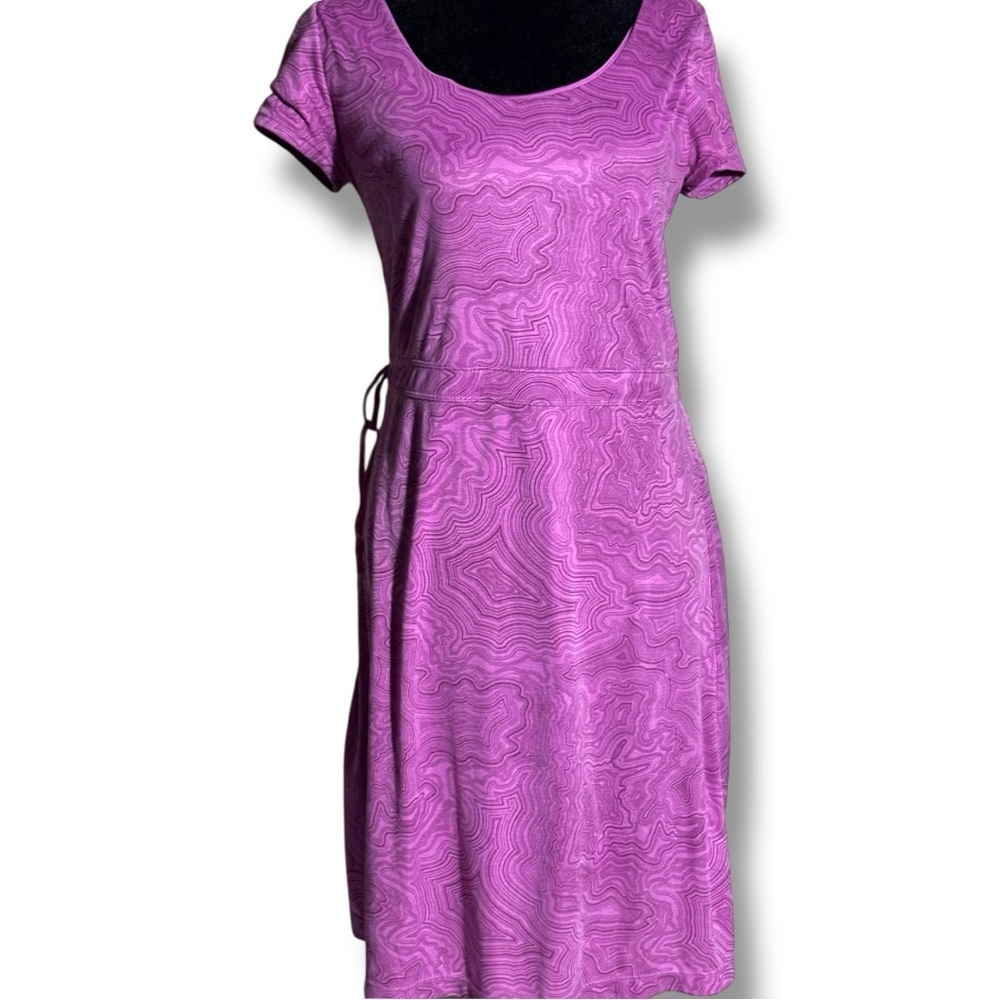 Merrell Light Purple Short Sleeve Waist Cinched Open Back Midi Dress - Picture 4 of 15